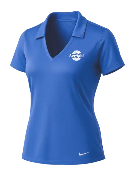 NIKE Light Royal Womens Dri-Fit Vertical Mesh Polo w/AerSale Logo