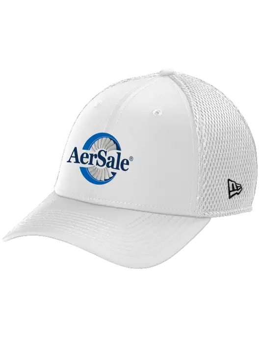 New Era 39THIRTY Performance Stretch White Mesh Cap w/AerSale Logo