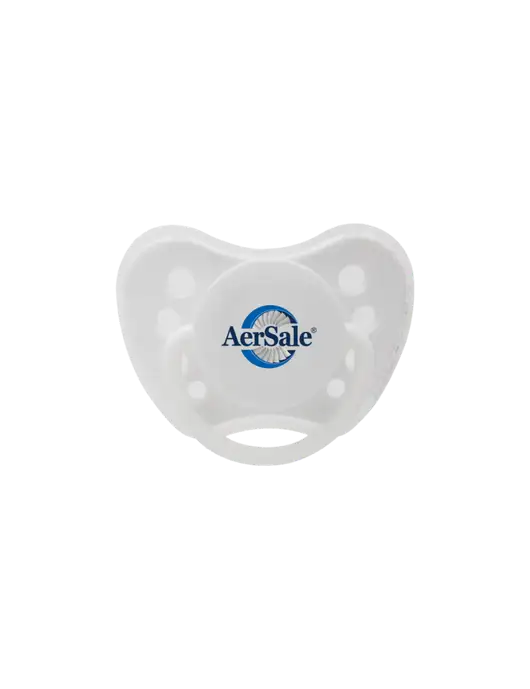 Silicone White Pacifier with Clear Cover w/AerSale Logo