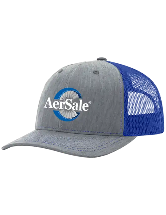 Richardson Adjustable Snapback Original 112 Trucker Cap Heather Light Grey w/Royal Mesh w/AerSale Logo