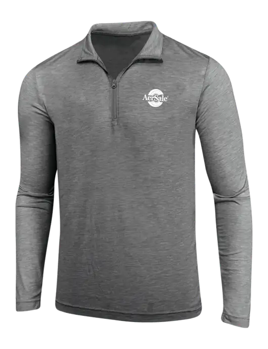 Dark Grey Heather Posicharge Tri-Blend Wicking 1/4 Zip Pullover w/AerSale Logo